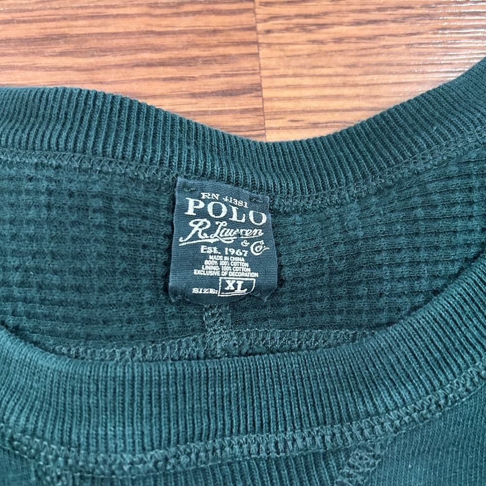 Polo Ralph Lauren Sweatshirt Mens XL Waffle Thermal Lined Double Knit Pullover - Picture 3 of 12